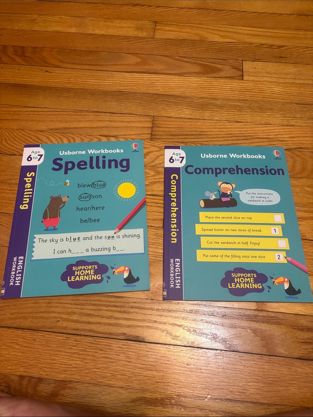 Usborne Workbooks Spelling & Comprehension Set Age 6-7 NEW